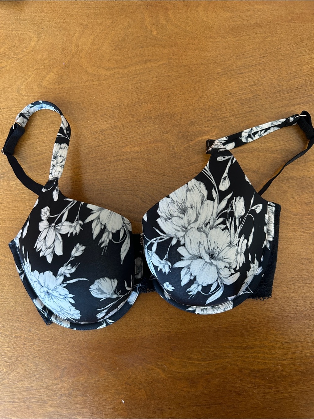 Marks & Spencer Black and White Floral Underwire Bra